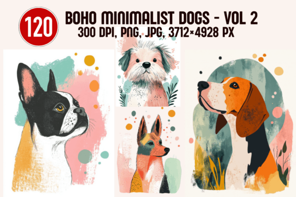 Boho Minimalist Dogs – Vol 2: A Modern Twist on Timeless Canine Art