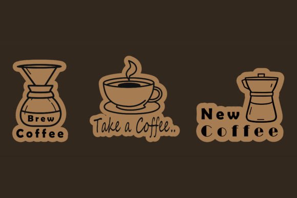 Coffee Themed Sticker Collection Design