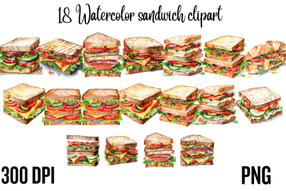 Evaluating Watercolor Testy Sandwich Clipart for Creative and Commercial Projects