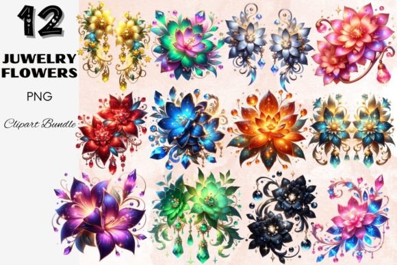 Jewelry Flowers Clipart Bundle