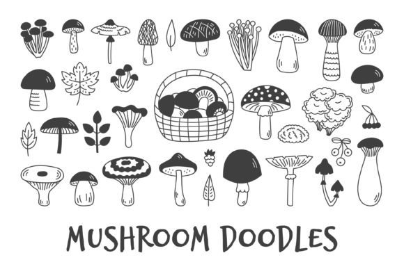 Mushroom Doodles PNG Clipart: A Creative Resource for Nature-Inspired Design