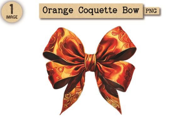 Orange Coquette Bow PNG Clipart 12