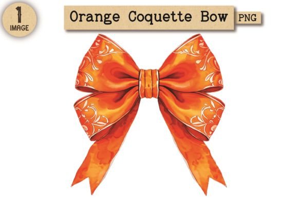 Orange Coquette Bow PNG Clipart 2