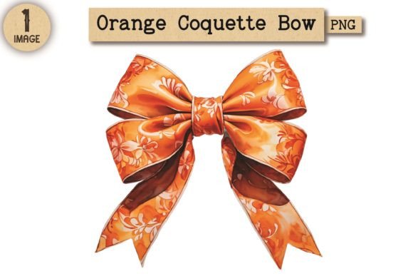 Orange Coquette Bow PNG Clipart 4