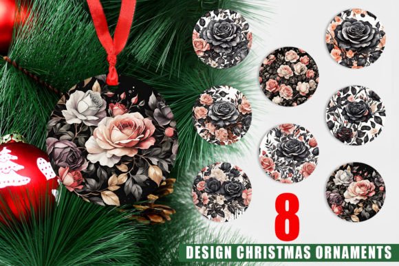 Ornament Black Rose Pattern: A Stylish Addition to Your Christmas Decor