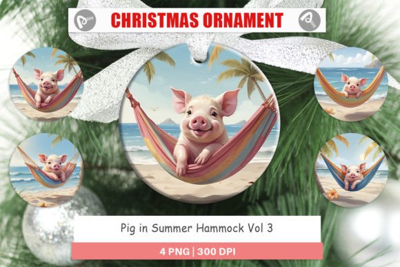 Ornament Pig in Summer Hammock
