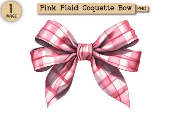Pink Plaid Coquette Bow Clipart PNG 7: A Versatile Design for Creative Projects