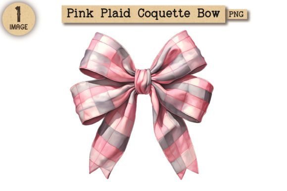 Pink Plaid Coquette Bow Clipart PNG 8