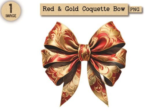 Red and Gold Coquette Bow PNG Clipart 8: A Versatile Design Element for Modern Creators