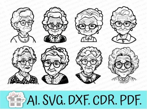 Sweet Cartoon Grandma Vectors Svg