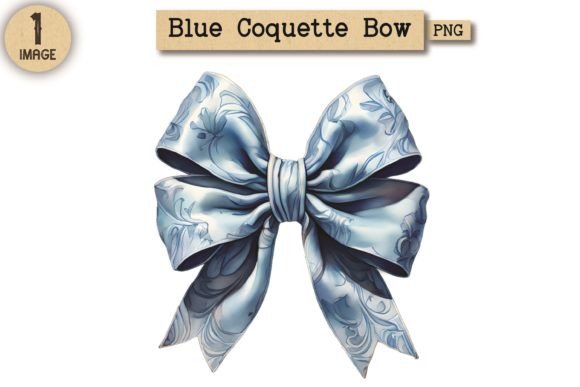 Vintage Blue Coquette Bow PNG 16