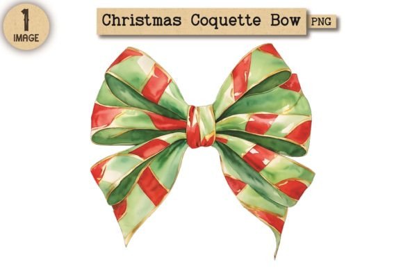 Vintage Christmas Coquette Bow PNG 3