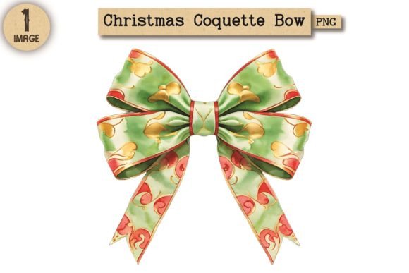 Vintage Christmas Coquette Bow PNG 6