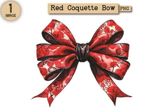Vintage Red Coquette Bow PNG Clipart 11