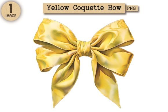 Vintage Yellow Coquette Bow PNG 1