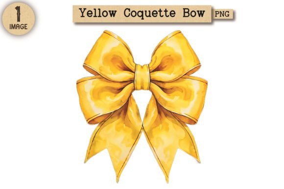 Vintage Yellow Coquette Bow PNG 13
