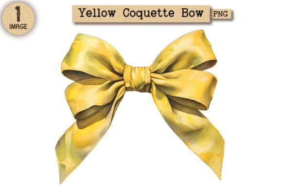 Vintage Yellow Coquette Bow PNG 7: A Versatile Digital Art Asset