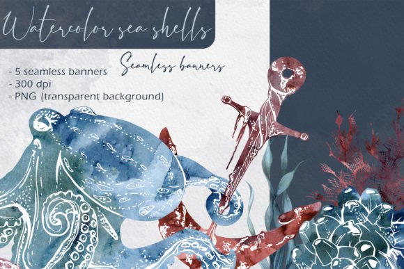 Watercolor Sea Shells Seamless Banners: A Unique Blend of Art and Oceanic Beauty